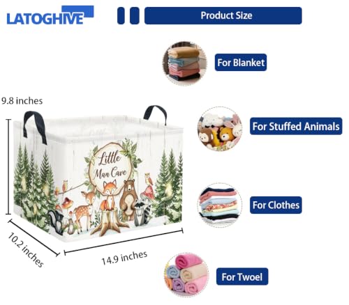 Woodland Animals Storage Basket - Waterproof & Collapsible 15x10x9 in