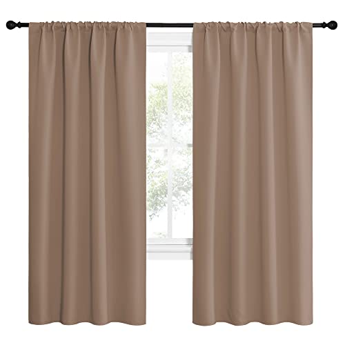 NICETOWN Blackout Curtains - 42x72 Inch Thermal Insulated Drapes, Cappuccino
