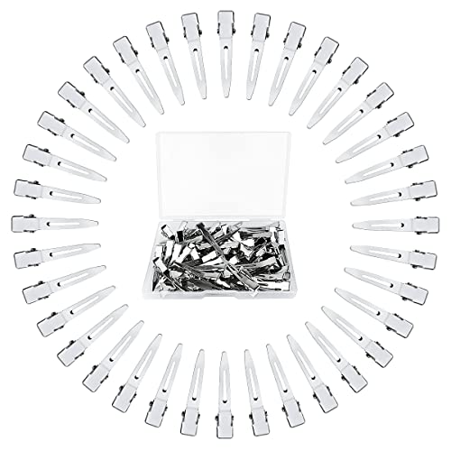 Tenalleys 50 Pcs Metal Duckbill Hair Clips 1.77 Inch Silver Alligator Styling Pins