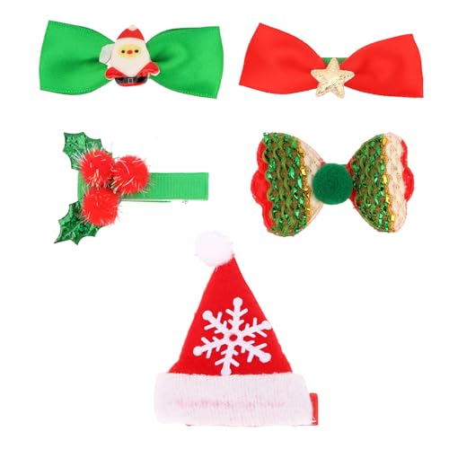 GAFATORY 5 Pcs Christmas Hair Bows Clips Red and Green Hairpins