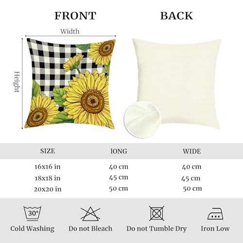 Joymaison Yellow Sunflower Throw Pillow Covers 18x18 Set of 4