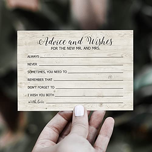 Rustic Wedding Advice and Wishes Cards 4x6 Inch - Pack of 50