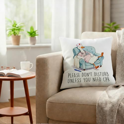 Funny Goose Nurse Pillow Cover 18x18 - Nurse Appreciation Gift
