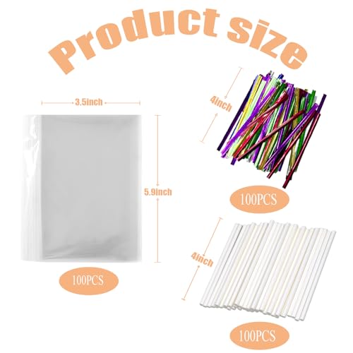 Colorful Cake Pop Sticks and Wrappers Kit - 300 PCS Set