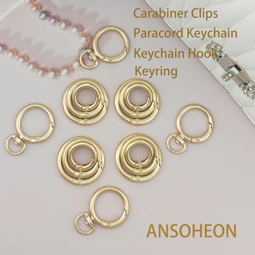 16Pcs Keyrings Silver Carabiner Key Chain Clip Premium Round Spring Clasps-Decorative Metal Connectors for DIY Accessories | Hang-Plated Finish | Durable Lightweight Fasteners(16Pcs Silver)