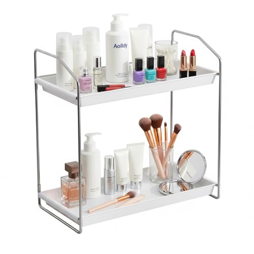 2-Tier Bathroom Counter Organizer - Sturdy Metal & ABS Makeup Storage