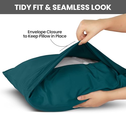 Utopia Bedding King Size Pillow Cases, Teal Microfiber Set of 4