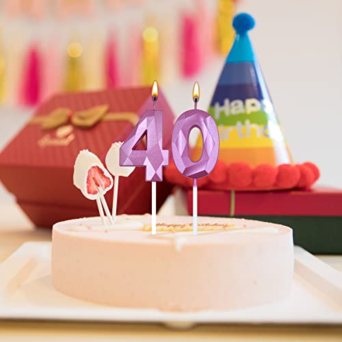 Pink 3D Diamond Birthday Candles - Number 14 & 41 Set