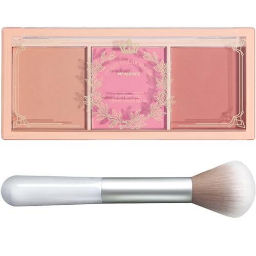 Kootinn 3-Color Matte Pink Blush Palette with Brush Long Lasting