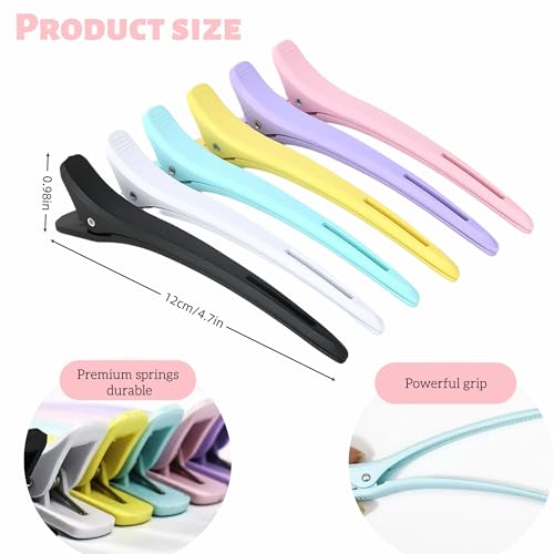 Duckbill Hair Clips 6-Pack – Colorful Sectioning Clips for Styling & Hair Cutting