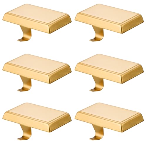 Gold Christmas Stocking Holders Set of 6 - Heavy Duty Mantel Ornament Hooks