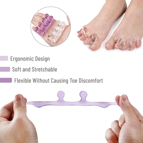 Dr. JK Gel Toe Separators for Pedicure - 2 Pairs, Purple & Clear