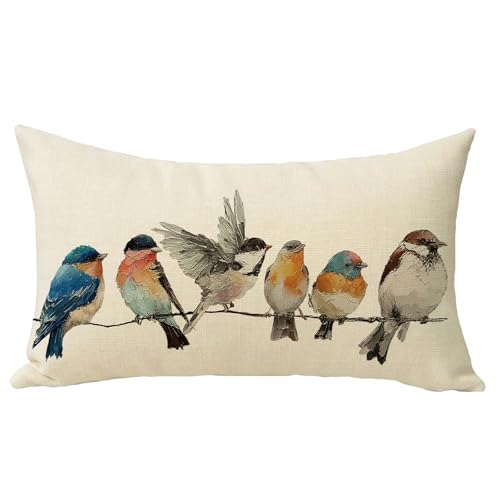Farmhouse Birds Decorative Throw Pillow Cover - 12x20