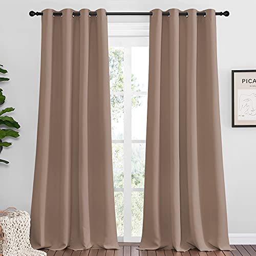 NICETOWN Blackout Curtains 55x96 Inches - Cappuccino Set of 2, Thermal Insulated Room Darkening Drapes