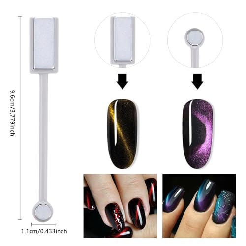 8-Piece Cat Eye Nail Magnet Kit - Magnetic Sticks & Design Tools for Gel Polish
