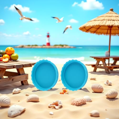 Blue Silicone Can Covers - Set of 2 Leak-Proof Lids for Cans