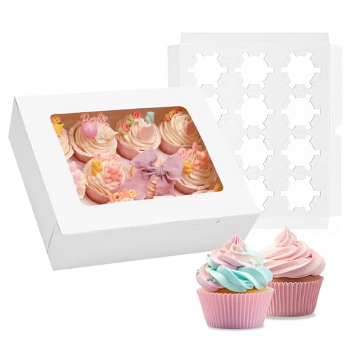 Moretoes Cupcake Boxes with Window - 3PCS, Fits 36 Cupcakes (11.5x9.7x3.5in)