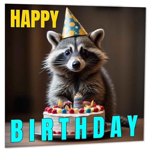 Raccoon Birthday Card with Envelope - 145mm Square