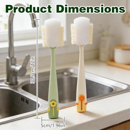 5-in-1 Bottle Cleaning Brush Set with Long Handle - Portable Kitchen Scrubber