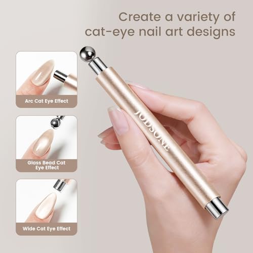 JODSONE 3-in-1 Cat Eye Nail Magnet Tool - Cylinder & Sphere Pens for Gel Polish Art