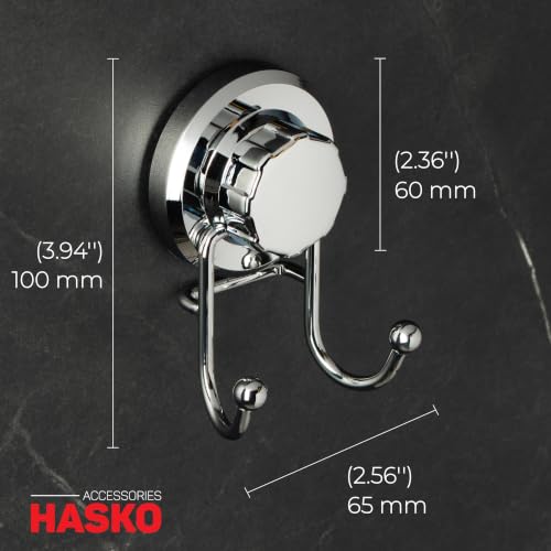 HASKO Stainless Steel Suction Cup Shower Hook - Silver No-Drill Hook