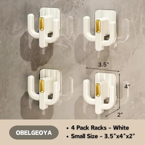 OBELGEOYA 4-Pack White Wall Mounted Shoe Rack Organizer with Hooks - No-Drill Space Saver for Entryway, Bathroom & RV