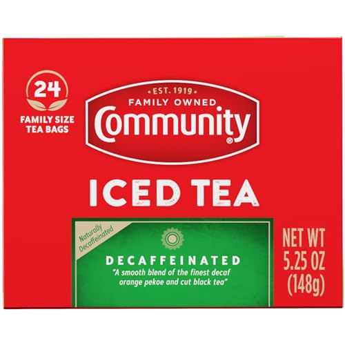 Community Coffee Decaf Iced Tea, Family Size Tea Bags, 24 Count