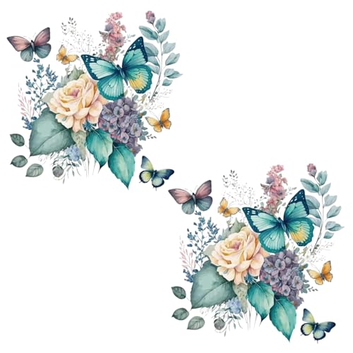 Peony Butterflies Toilet Lid Decals - 2-Piece Waterproof Set