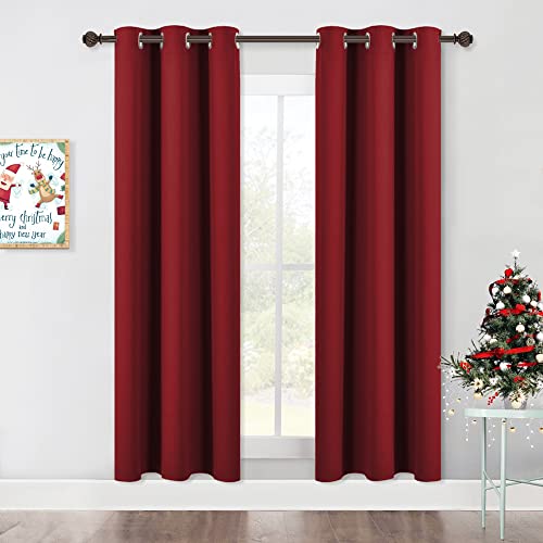 NICETOWN Burgundy Red Blackout Curtain Panels 42x72-Inch - Thermal Insulated Draperies (1 Pair)