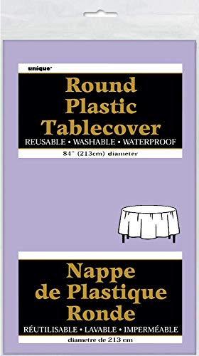 Lavender Round Plastic Table Cover 84 Inch Waterproof Tablecloth