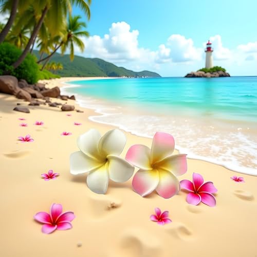 Hawaiian Plumeria Flower Hair Clips 7cm White Pink 4 Pack for Beach Party