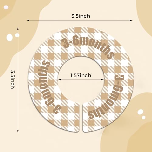Baby Closet Dividers - 8-Piece Round Size Labels for 1.5" Rods