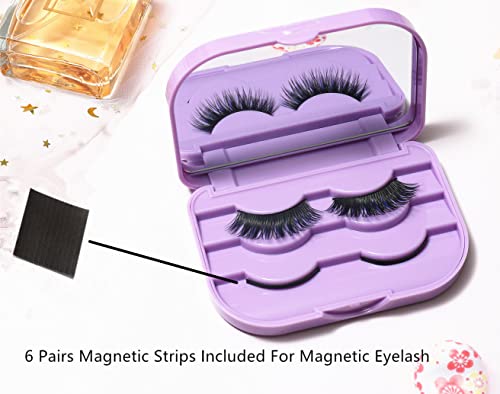 Travel Eyelash Organizer with Mirror - Purple Eyelash Case