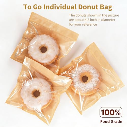 50 Pack Bakery Cookie Bags with Window & Thank You Stickers