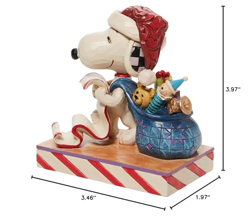 Enesco Jim Shore Peanuts Santa Snoopy with Christmas List and Toy Bag Figurine, 3.97 Inch, Multicolor