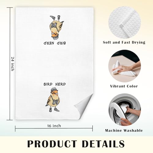 Bird Nerd Kitchen Towels - Gifts for Bird Lovers, 16x24 Inch Decorative Dish Towels - Set of 4