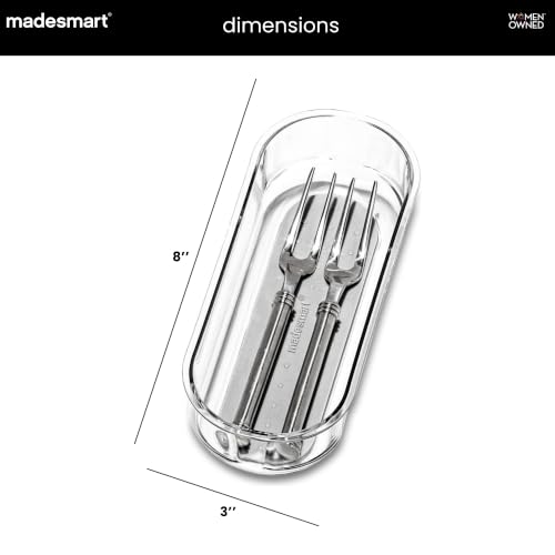 Madesmart Clear Storage Bin 8 x 3 Inches Grey - Multi-Purpose Drawer Organizer