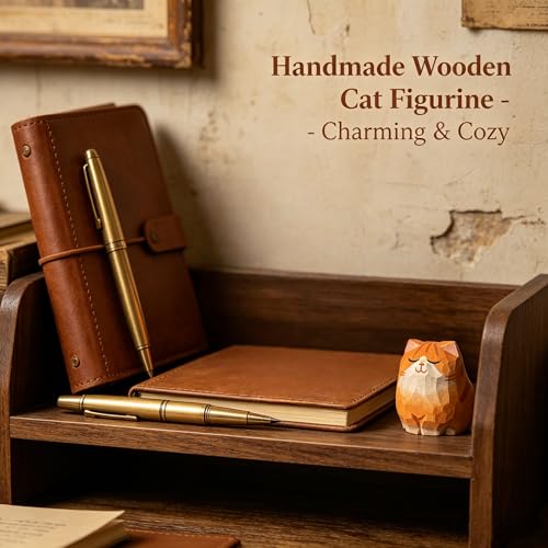 Hand-Carved Orange Tabby Cat Figurine | Charming Home Decor