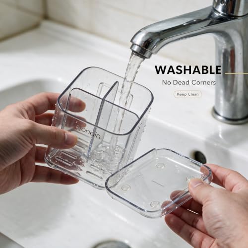 Clear Toothbrush Holder - Detachable Design, Dual-Use Organizer for Bathroom & Kitchen