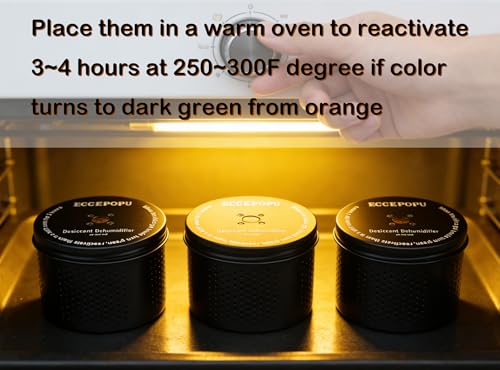 ECCEPOPU Rechargeable Gun Safe Dehumidifier, 200g Silica Gel Canister - Black