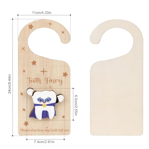 Wooden Tooth Door Hanger with Money Holder Keepsake Box for Kids