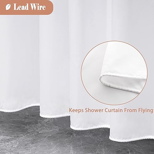 UFRIDAY White Fabric Shower Curtain Liner 36x72 inches with Hooks