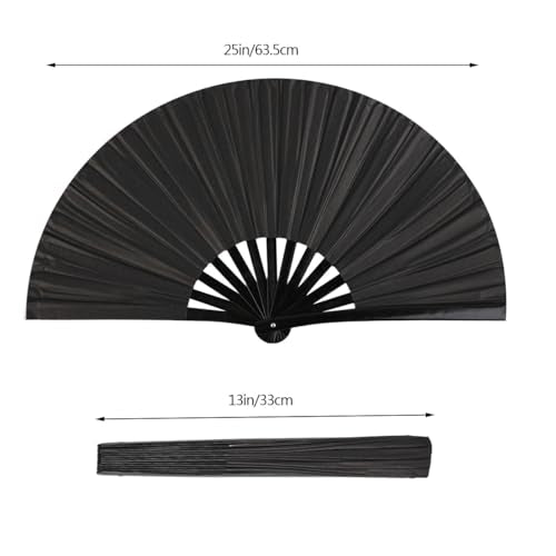 Large Black Folding Hand Fan for Dance Parties & Festivals