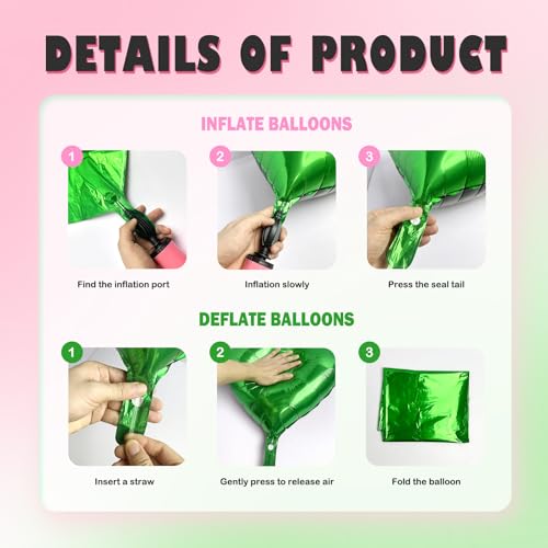 40-Inch Green Pixel Miner Balloon Set - 12Pcs Video Game Party Decorations