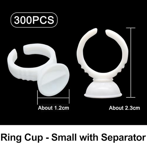 Romlon 300PCS Lash Glue Rings with Divider for Eyelash Extensions and Tattoo Ink