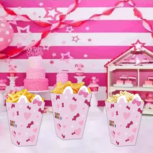 24PCS Pink Cat Party Popcorn Boxes - Durable & Fun Decorations