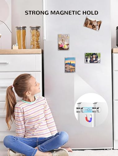 16 Pack Acrylic Magnetic Picture Frames for Fridge - Dual-Sided