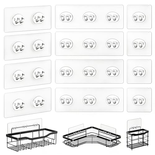 14 Pack Shower Caddy Adhesive Replacement Hooks - Transparent Clear