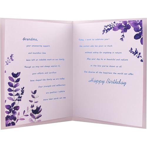Elegant Grandma Birthday Card with Floral Design and Gold Foil