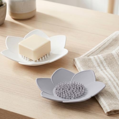 2-Pack Silicone Shower Steamer Holder & Self-Draining Soap Dish Tray